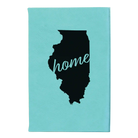 Small teal leatherette sketch book laser etched with 'Illinois Home' design
