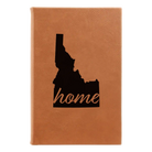 Small rawhide leatherette sketch book laser etched with 'Idaho Home' design