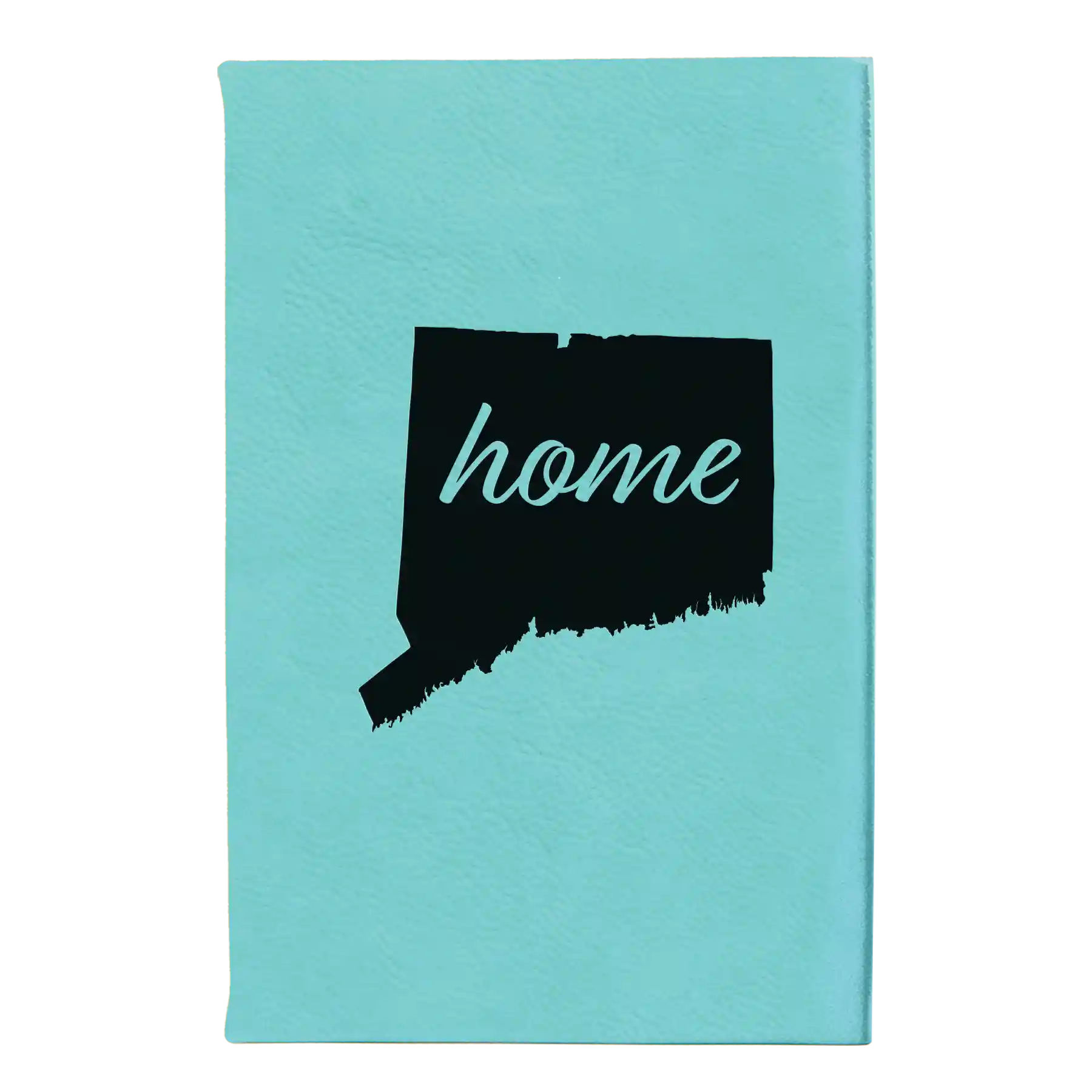 Small teal leatherette journal laser etched with 'Connecticut Home' design