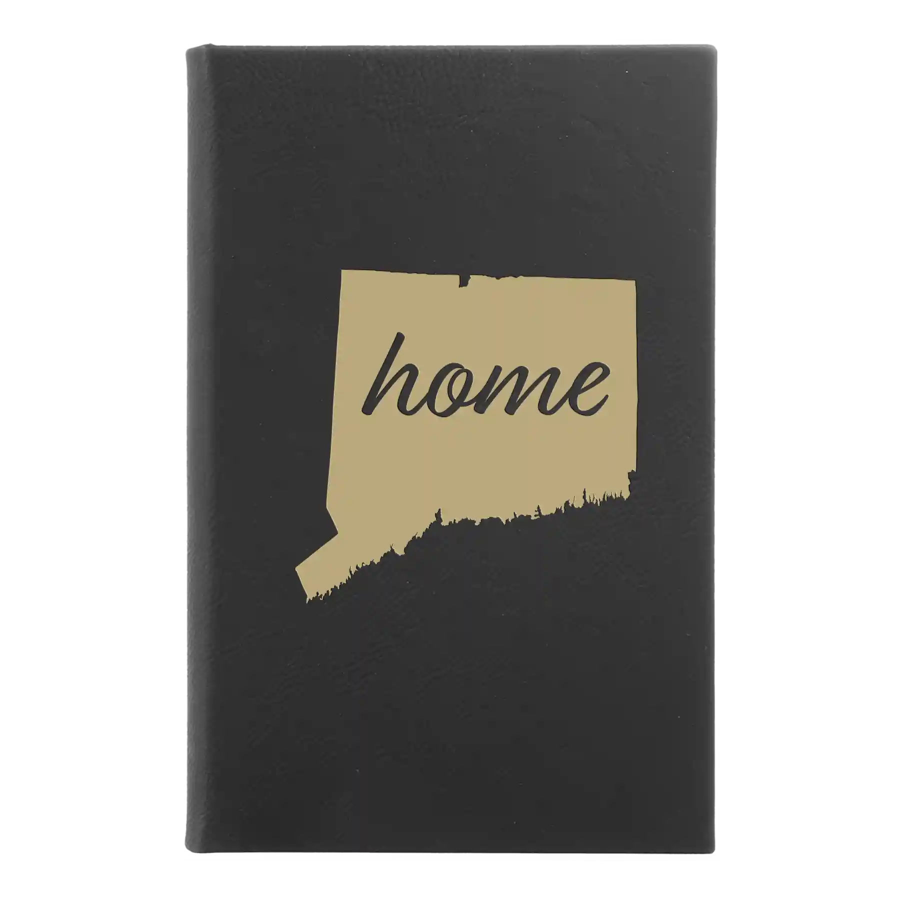 Small black/gold leatherette journal laser etched with 'Connecticut Home' design