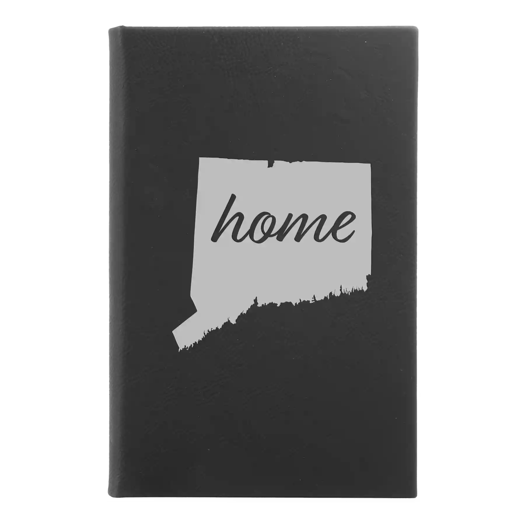 Small black/silver leatherette journal laser etched with 'Connecticut Home' design