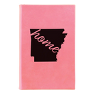 Small pink leatherette sketch book laser etched with 'Arkansas Home' design