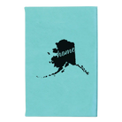 Small teal leatherette sketch book laser etched with 'Alaska Home' design