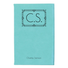 Small teal leatherette journal laser etched with 'Art Deco Initials' design