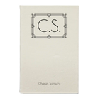 Small white leatherette journal laser etched with 'Art Deco Initials' design