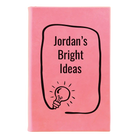 Small pink leatherette journal laser etched with 'Bright Ideas Journal' design