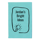 Small teal leatherette sketch book laser etched with 'Bright Ideas Journal' design