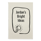 Small white leatherette journal laser etched with 'Bright Ideas Journal' design