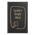Small black/gold leatherette sketch book laser etched with 'Bright Ideas Journal' design