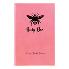 Small pink leatherette journal laser etched with 'Busy Bee' design