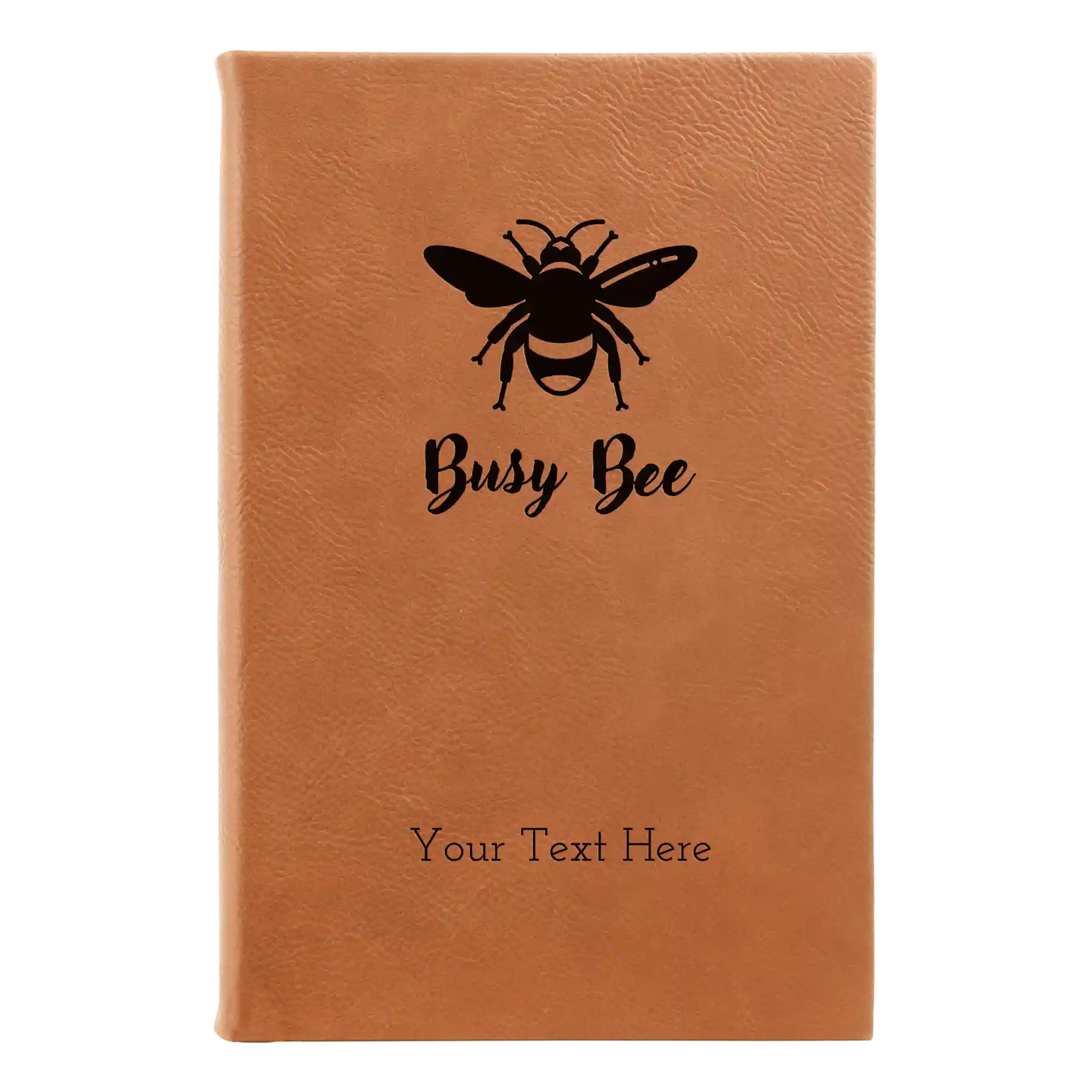 Small rawhide leatherette journal laser etched with 'Busy Bee' design
