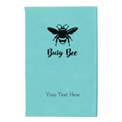 Small teal leatherette sketch book laser etched with 'Busy Bee' design