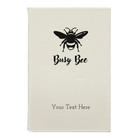 Small white leatherette journal laser etched with 'Busy Bee' design