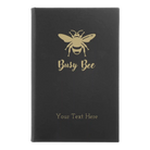Small black/gold leatherette journal laser etched with 'Busy Bee' design