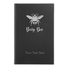 Small black/silver leatherette sketch book laser etched with 'Busy Bee' design