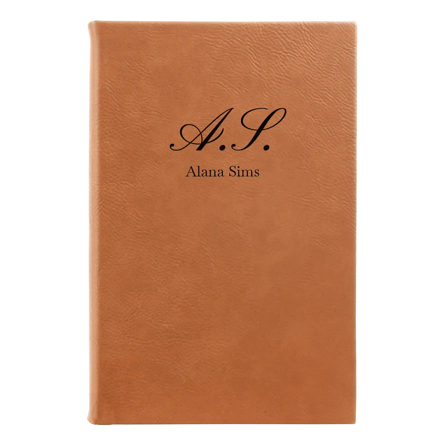 Small rawhide leatherette journal laser etched with 'Cursive Initial' design