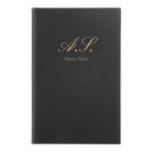 Small black/gold leatherette journal laser etched with 'Cursive Initial' design