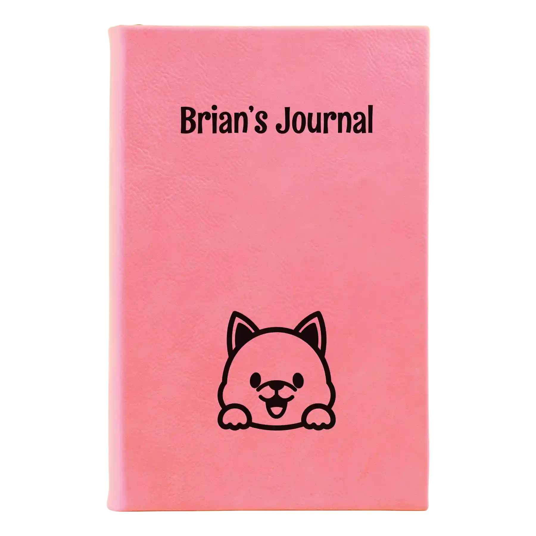 Small pink leatherette journal laser etched with 'Dog Journal' design