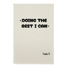 Small white leatherette journal laser etched with 'Doing the Best' design