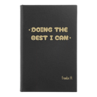 Small black/gold leatherette sketch book laser etched with 'Doing the Best' design