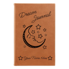 Small rawhide leatherette sketch book laser etched with 'Dream Journal' design