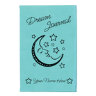 Small teal leatherette sketch book laser etched with 'Dream Journal' design