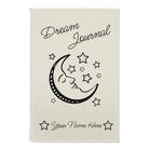 Small white leatherette sketch book laser etched with 'Dream Journal' design