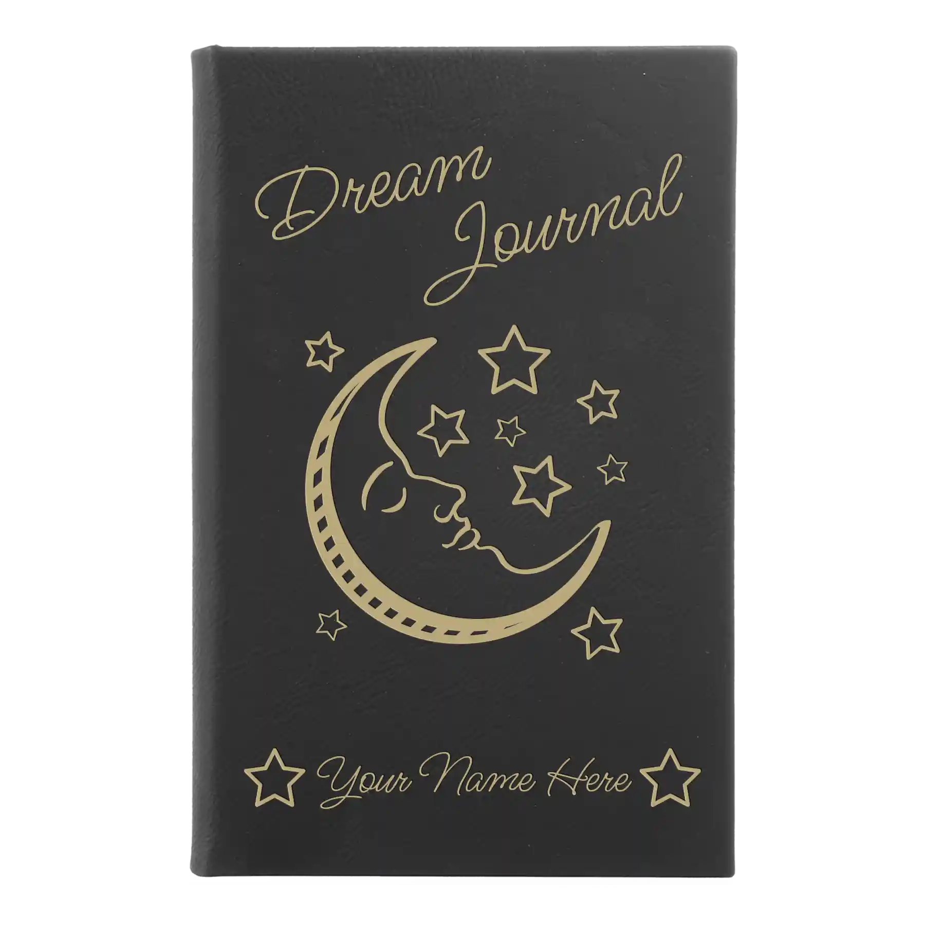 Small black/gold leatherette journal laser etched with 'Dream Journal' design