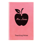 Small pink leatherette journal laser etched with 'Teacher Apple' design
