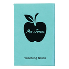 Small teal leatherette journal laser etched with 'Teacher Apple' design