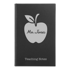 Small black/silver leatherette journal laser etched with 'Teacher Apple' design