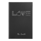 Small black/silver leatherette journal laser etched with 'Teacher Love' design