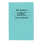 Small teal leatherette journal laser etched with 'Teaching Notebook' design
