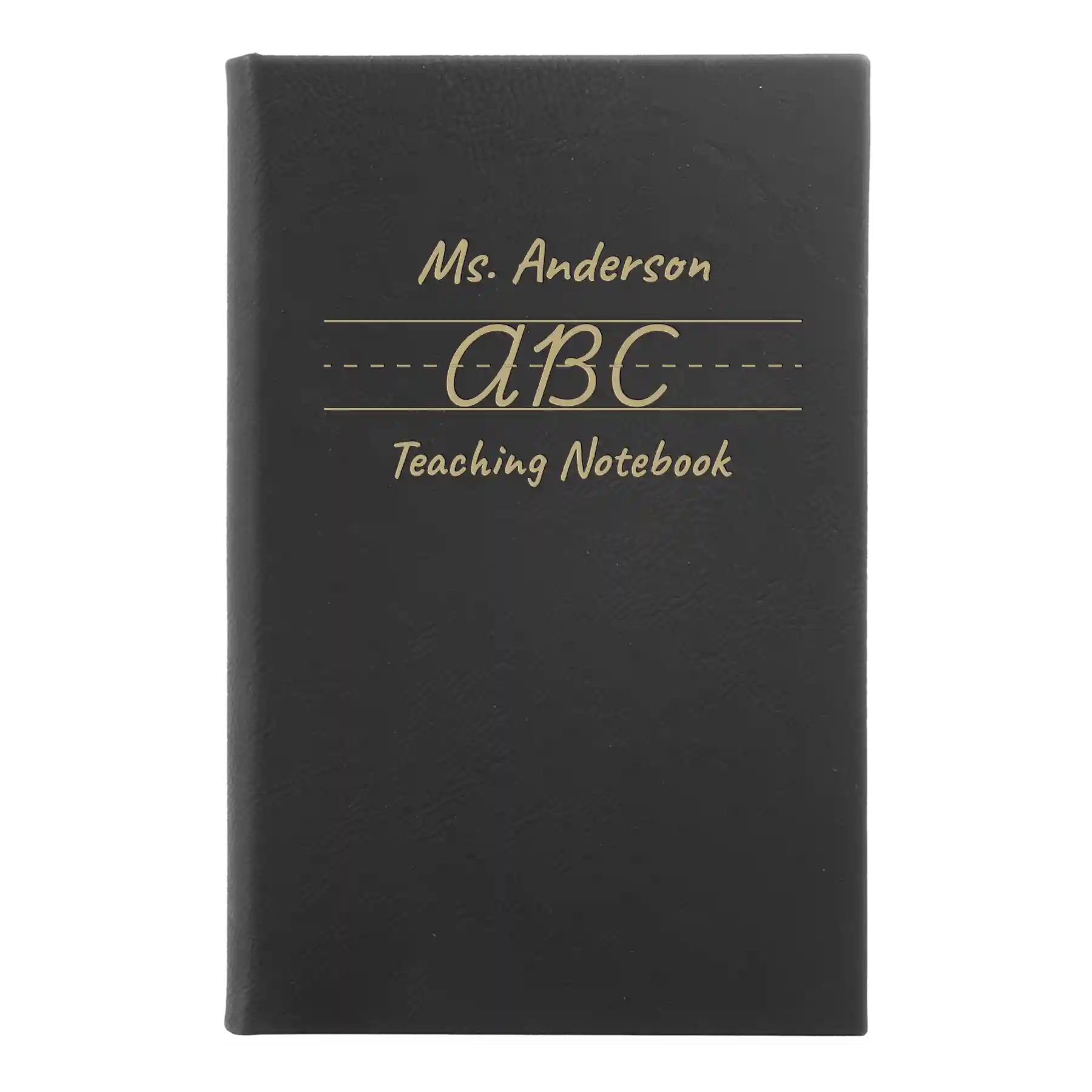 Small black/gold leatherette journal laser etched with 'Teaching Notebook' design