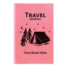 Small pink leatherette sketch book laser etched with 'Travel Journal' design