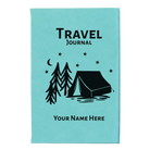 Small teal leatherette journal laser etched with 'Travel Journal' design