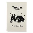 Small white leatherette sketch book laser etched with 'Travel Journal' design