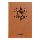 Small rawhide leatherette journal laser etched with 'Sunburst' design