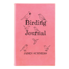Small pink leatherette journal laser etched with 'Birding Journal' design