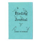 Small teal leatherette journal laser etched with 'Birding Journal' design