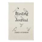 Small white leatherette journal laser etched with 'Birding Journal' design