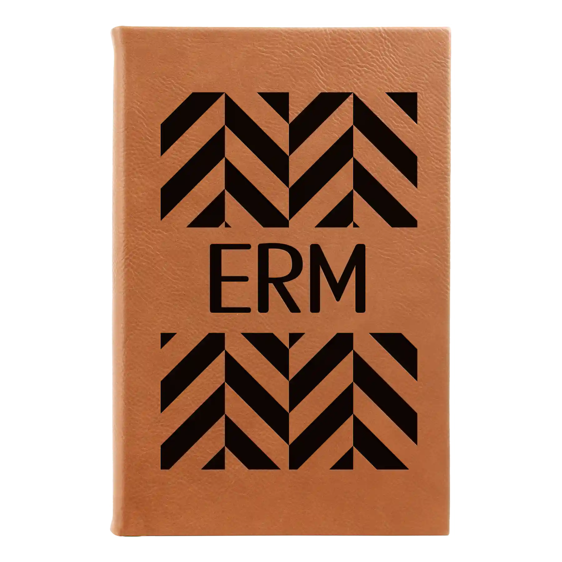 Small rawhide leatherette journal laser etched with 'Pattern with Initials' design