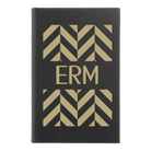 Small black/gold leatherette sketch book laser etched with 'Pattern with Initials' design