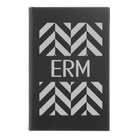 Small black/silver leatherette journal laser etched with 'Pattern with Initials' design