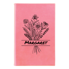 Small pink leatherette journal laser etched with 'Flower with Name' design