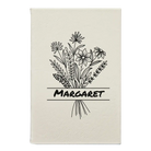 Small white leatherette journal laser etched with 'Flower with Name' design