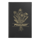 Small black/gold leatherette journal laser etched with 'Flower with Name' design