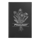 Small black/silver leatherette journal laser etched with 'Flower with Name' design