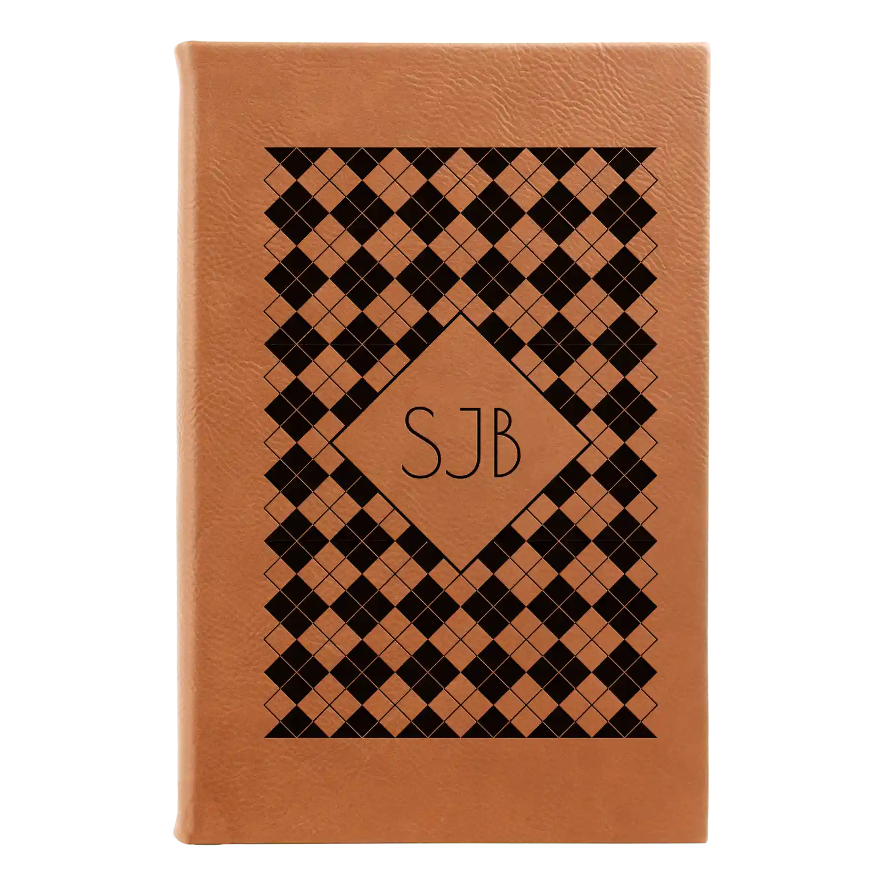 Small rawhide leatherette sketch book laser etched with 'Argyle' design