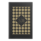Small black/gold leatherette journal laser etched with 'Argyle' design